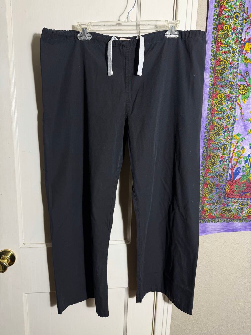 Urbane Scrubs Black Petite Scrub Pants Large Elastic Waist Drawstring Uniform